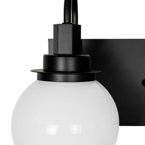 LightFixturesUSA - 3 - Light Shine Opal Glass Globe Bathroom Vanity Wall Sconce - Wall Sconce - Black - 