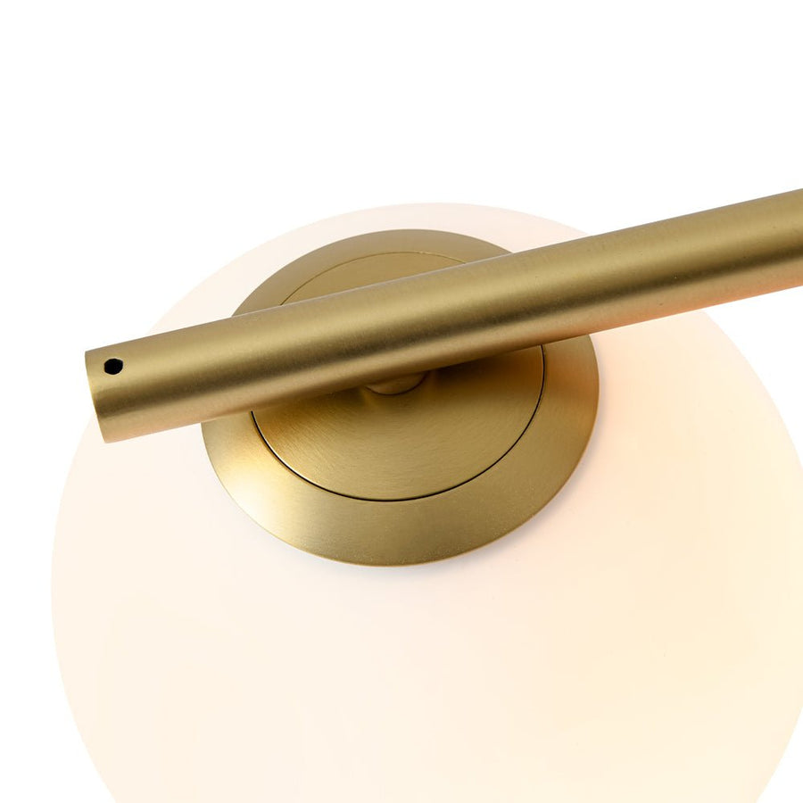 LightFixturesUSA - 3 - Light Shine Opal Glass Globe Linear Semi Flush Mount - Ceiling Light - Brass - 