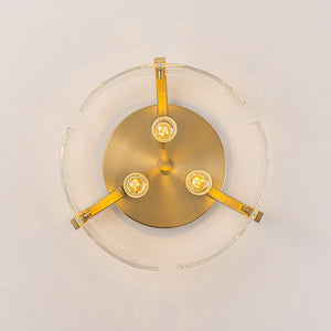 LightFixturesUSA - 3 - Light Water Textured Glass Drum Cage Semi Flush Mount - Ceiling Light - Brass (Pre - Order) - 