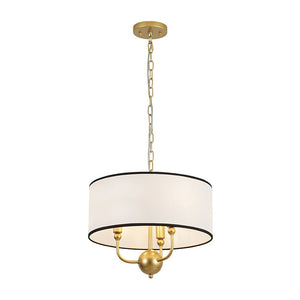 LightFixturesUSA - 3 - Light White Fabric Candle Style Round Drum Cage Pendant - Chandelier - 15.7 in - 