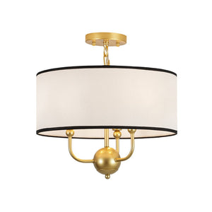LightFixturesUSA - 3 - Light White Fabric Candle Style Round Drum Cage Pendant - Chandelier - 15.7 in - 