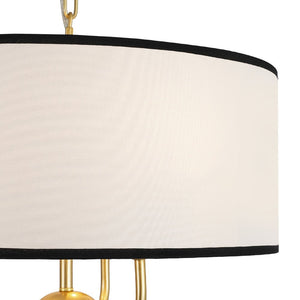 LightFixturesUSA - 3 - Light White Fabric Candle Style Round Drum Cage Pendant - Chandelier - 15.7 in - 