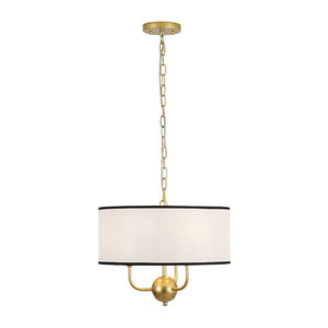 LightFixturesUSA - 3 - Light White Fabric Candle Style Round Drum Cage Pendant - Chandelier - 15.7 in - 