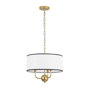 LightFixturesUSA - 3 - Light White Fabric Candle Style Round Drum Cage Pendant - Chandelier - 15.7 in - 