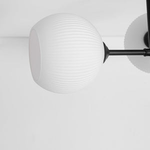 LightFixturesUSA - 3 - Light White Ribbed Glass Tiered Sputnik Semi Flush Mount - Ceiling Light - Black - 