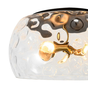 LightFixturesUSA - 3 - Light Wide Bowl Hammered Glass Round Flush Mount - Ceiling Light - 15.7 in - 