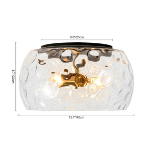 LightFixturesUSA - 3 - Light Wide Bowl Hammered Glass Round Flush Mount - Ceiling Light - 15.7 in - 