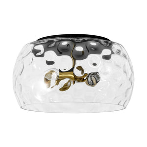 LightFixturesUSA - 3 - Light Wide Bowl Hammered Glass Round Flush Mount - Ceiling Light - 15.7 in - 