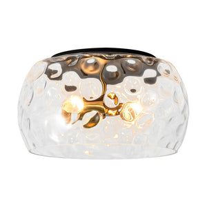 LightFixturesUSA - 3 - Light Wide Bowl Hammered Glass Round Flush Mount - Ceiling Light - 15.7 in - 