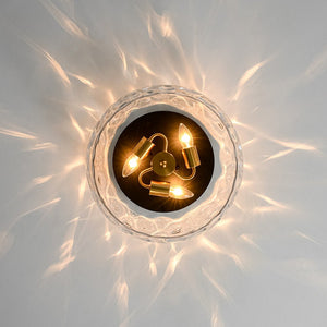 LightFixturesUSA - 3 - Light Wide Bowl Hammered Glass Round Flush Mount - Ceiling Light - 15.7 in - 