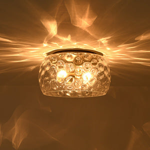 LightFixturesUSA - 3 - Light Wide Bowl Hammered Glass Round Flush Mount - Ceiling Light - 15.7 in - 
