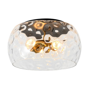 LightFixturesUSA - 3 - Light Wide Bowl Hammered Glass Round Flush Mount - Ceiling Light - 15.7 in - 