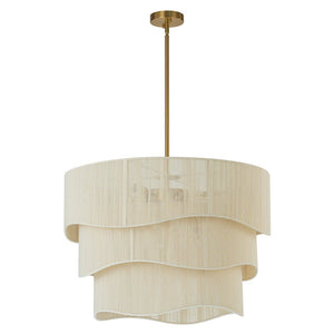 LightFixturesUSA-3-Tier Beige Woven Thread Drum Pendant Light-Chandelier-Beige-