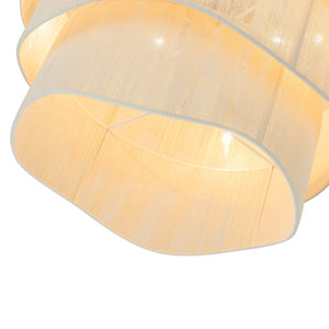 LightFixturesUSA-3-Tier Beige Woven Thread Drum Pendant Light-Chandelier-Beige-