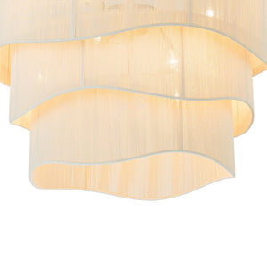 LightFixturesUSA-3-Tier Beige Woven Thread Drum Pendant Light-Chandelier-Beige-