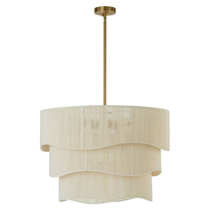 LightFixturesUSA-3-Tier Beige Woven Thread Drum Pendant Light-Chandelier-Beige-