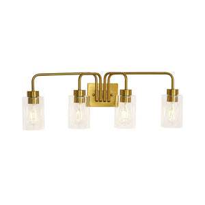 LightFixturesUSA - 4 - Light Adjustable Glass Cylinder Vanity Wall Lamp - Wall Sconce - Brass - 