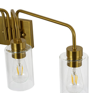 LightFixturesUSA - 4 - Light Adjustable Glass Cylinder Vanity Wall Lamp - Wall Sconce - Brass - 