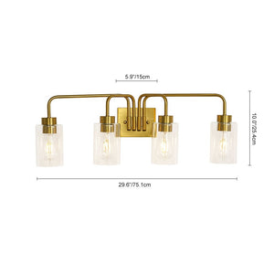 LightFixturesUSA - 4 - Light Adjustable Glass Cylinder Vanity Wall Lamp - Wall Sconce - Brass - 