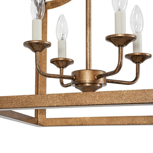 LightFixturesUSA - 4 - light Antique Bronze Candle Square Lantern Semi Flush - Ceiling Light - 15 in - 