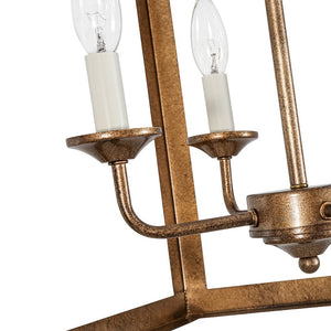 LightFixturesUSA - 4 - light Antique Bronze Candle Square Lantern Semi Flush - Ceiling Light - 15 in - 