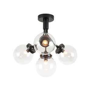 LightFixturesUSA - 4 - Light Bloom Clear Glass Globe Semi Flush Mount - Ceiling Light - Black - 