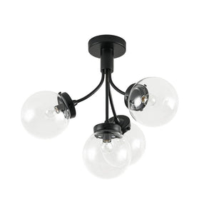 LightFixturesUSA - 4 - Light Bloom Clear Glass Globe Semi Flush Mount - Ceiling Light - Black - 