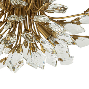 LightFixturesUSA-4-Light Bloom Crystal Leaf Semi Flush Mount Light-Ceiling Light-Nickel-