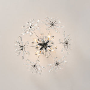 LightFixturesUSA - 4 - Light Bloom Dandelion Crystal Sputnik Semi Flush Mount - Ceiling Light - Chrome - 