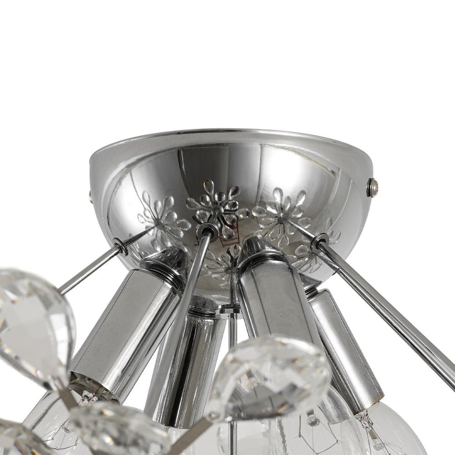 LightFixturesUSA - 4 - Light Bloom Dandelion Crystal Sputnik Semi Flush Mount - Ceiling Light - Chrome - 