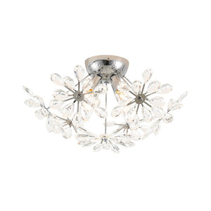 LightFixturesUSA - 4 - Light Bloom Dandelion Crystal Sputnik Semi Flush Mount - Ceiling Light - Chrome - 