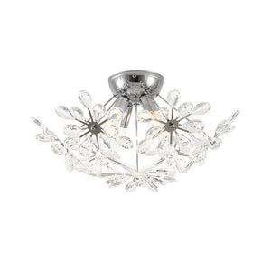 LightFixturesUSA - 4 - Light Bloom Dandelion Crystal Sputnik Semi Flush Mount - Ceiling Light - Chrome - 
