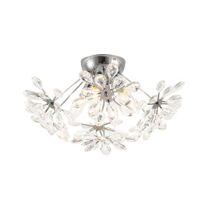 LightFixturesUSA - 4 - Light Bloom Dandelion Crystal Sputnik Semi Flush Mount - Ceiling Light - Chrome - 