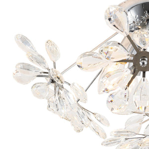 LightFixturesUSA - 4 - Light Bloom Dandelion Crystal Sputnik Semi Flush Mount - Ceiling Light - Chrome - 
