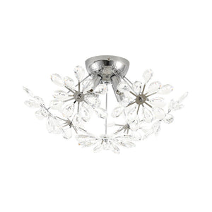 LightFixturesUSA - 4 - Light Bloom Dandelion Crystal Sputnik Semi Flush Mount - Ceiling Light - Chrome - 