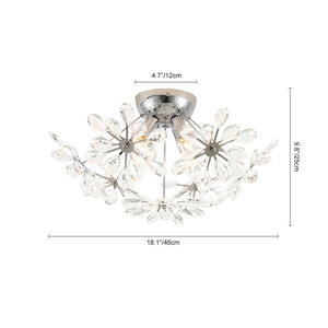 LightFixturesUSA - 4 - Light Bloom Dandelion Crystal Sputnik Semi Flush Mount - Ceiling Light - Chrome - 