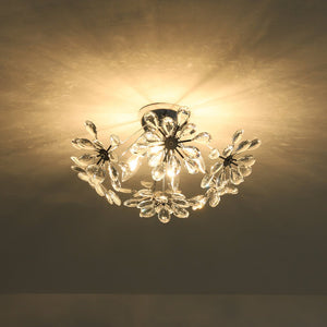 LightFixturesUSA - 4 - Light Bloom Dandelion Crystal Sputnik Semi Flush Mount - Ceiling Light - Chrome - 