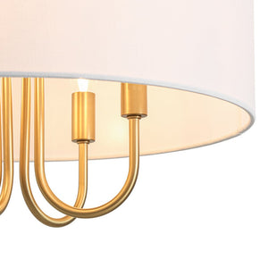 LightFixturesUSA - 4 - Light Brass Candle Style White Fabric Drum Cage Chandelier - Chandelier - 17.7 in - 