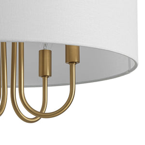 LightFixturesUSA - 4 - Light Brass Candle Style White Fabric Drum Cage Chandelier - Chandelier - 17.7 in - 