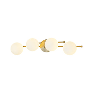 LightFixturesUSA-4-Light Brass Tiered Opal Glass Globe Linear Vanity Wall Sconce-Wall Sconce-27.6 in-