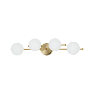 LightFixturesUSA-4-Light Brass Tiered Opal Glass Globe Linear Vanity Wall Sconce-Wall Sconce-27.6 in-