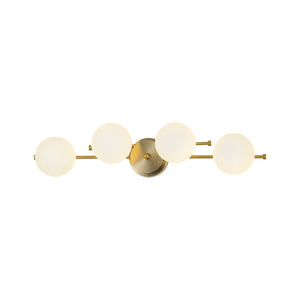 LightFixturesUSA-4-Light Brass Tiered Opal Glass Globe Linear Vanity Wall Sconce-Wall Sconce-27.6 in-