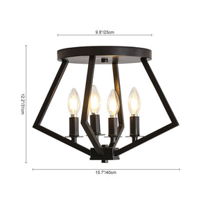 LightFixturesUSA - 4 - light Candle Style Black Simple Geometric Lantern Semi Flush - Ceiling Light - Black - 
