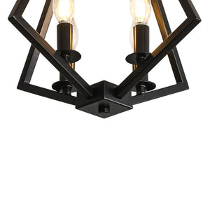 LightFixturesUSA - 4 - light Candle Style Black Simple Geometric Lantern Semi Flush - Ceiling Light - Black - 