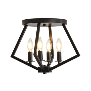 LightFixturesUSA - 4 - light Candle Style Black Simple Geometric Lantern Semi Flush - Ceiling Light - Black - 