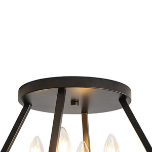 LightFixturesUSA - 4 - light Candle Style Black Simple Geometric Lantern Semi Flush - Ceiling Light - Black - 