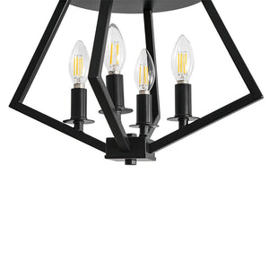 LightFixturesUSA - 4 - light Candle Style Black Simple Geometric Lantern Semi Flush - Ceiling Light - Black - 