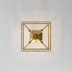 LightFixturesUSA - 4 - Light Candle Style Square Lantern Semi Flush Mount - Ceiling Light - Brass - 