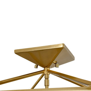 LightFixturesUSA - 4 - Light Candle Style Square Lantern Semi Flush Mount - Ceiling Light - Brass - 