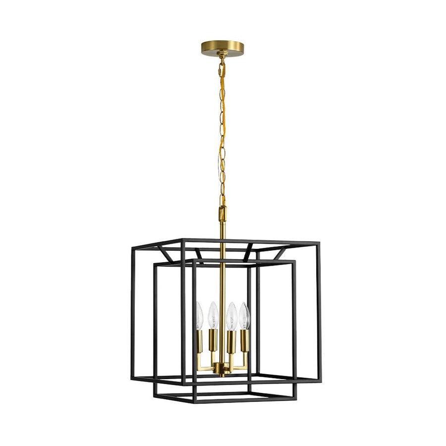 LightFixturesUSA - 4 - Light Candle Style Tiered Square Lantern Pendant - Chandelier - 4 - Lt - 